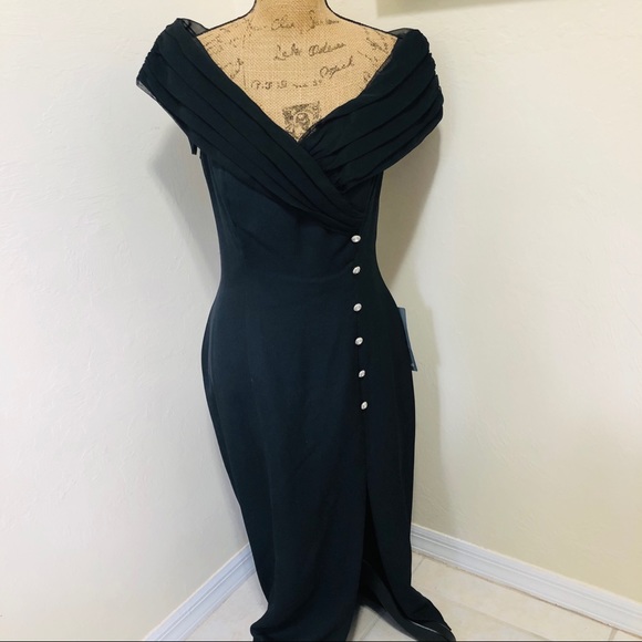 🎉 Alex Evening Formal Black Dress Cold shoulder
